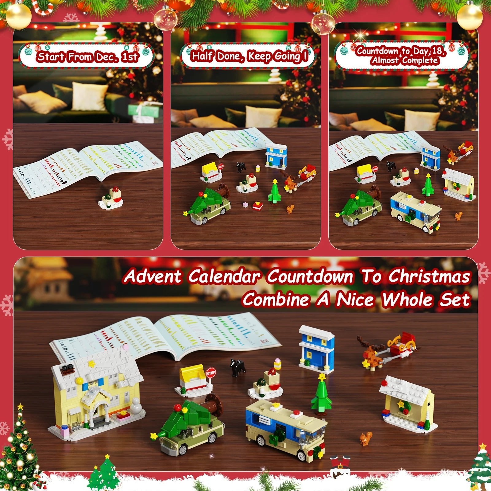 Christmas Holiday Advent Calendar building blocks set with 24 festive surprises for kids